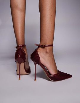 SIMMI Shoes Simmi London Mandisa mesh heeled shoes in burgundy-Red