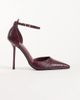 SIMMI Shoes Simmi London Marinah faux snake heeled pumps in burgundy PU-RED - 1