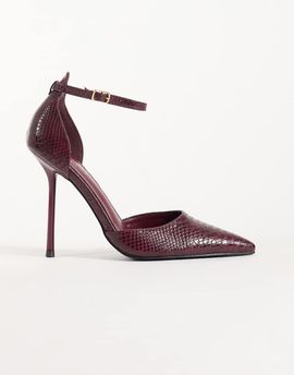 SIMMI Shoes Simmi London Marinah faux snake heeled pumps in burgundy PU-RED