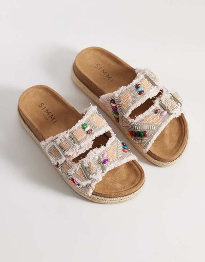 SIMMI Shoes SIMMI London Mayha beeded double buckle sandals in pink