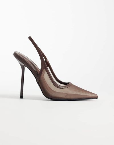 SIMMI Shoes SIMMI London Morley slingback heeled pumps in brown mesh