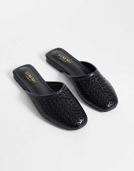 SIMMI Shoes Simmi London Nichola woven flat mules in black