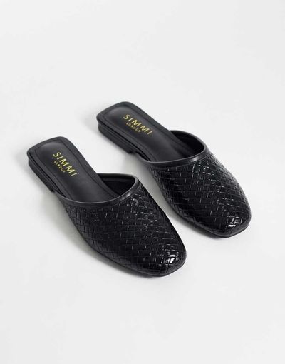 SIMMI Shoes Simmi London Nichola woven flat mules in black