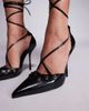 SIMMI Shoes Simmi London Onix pointed toe heeled shoes with tie leg straps in black - 2