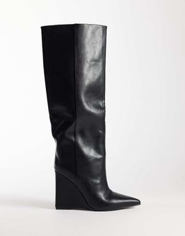 SIMMI Shoes Simmi London Oran wedge knee boots in black