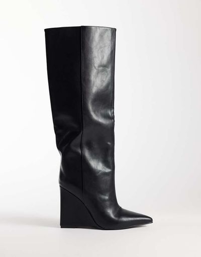 SIMMI Shoes Simmi London Oran wedge knee boots in black