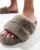 SIMMI Shoes Simmi London Polar fluffy slippers in gray-White - 4