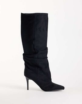 SIMMI Shoes Simmi London Reece ruched knee boots in black suedette