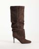 SIMMI Shoes Simmi London Reece ruched knee boots in brown suedette - 1