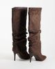 SIMMI Shoes Simmi London Reece ruched knee boots in brown suedette - 3