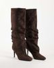 SIMMI Shoes Simmi London Reece ruched knee boots in brown suedette - 4