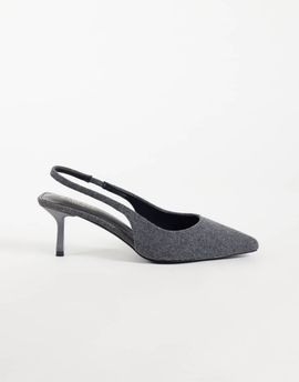 SIMMI Shoes SIMMI London Sadel textured slingback heeled shoes in gray