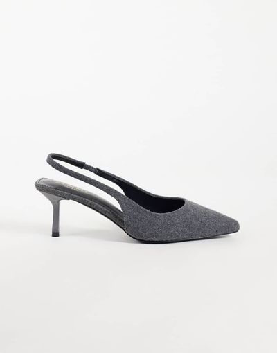 SIMMI Shoes SIMMI London Sadel textured slingback heeled shoes in gray