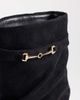 SIMMI Shoes Simmi London Sansa fold over ruched heeled boots with horsebit detail in black suedette - 3