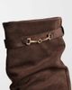 SIMMI Shoes Simmi London Sansa fold over ruched heeled boots with horsebit detail in brown suedette - 3