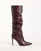 SIMMI Shoes Simmi London Saxon ruched knee boots in burgundy PU-RED - 1