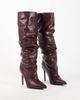 SIMMI Shoes Simmi London Saxon ruched knee boots in burgundy PU-RED - 2