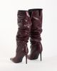 SIMMI Shoes Simmi London Saxon ruched knee boots in burgundy PU-RED - 4