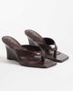 SIMMI Shoes Simmi London Senia wedge toe post sandals in chocolate patent-Brown - 2