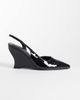 SIMMI Shoes Simmi London Sequin slingback wedge shoes in black patent - 1