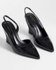SIMMI Shoes Simmi London Sequin slingback wedge shoes in black patent - 2