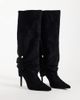 SIMMI Shoes Simmi London Serene ruched knee boots with gold detail in black suedette - 4