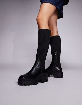 SIMMI Shoes Simmi London sock knee-high boots in black
