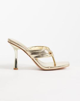 SIMMI Shoes Simmi London Solea toe post heeled sandals in gold metallic