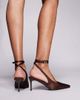 SIMMI Shoes Simmi London Sonika tie leg heeled pumps in chocolate satin-Brown - 4