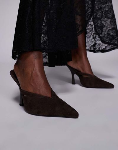 SIMMI Shoes Simmi London Syrio heeled mules in brown suedette