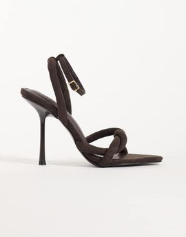 SIMMI Shoes Simmi London Talulla twisted detail heeled sandals in brown suedette