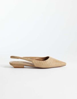 SIMMI Shoes Simmi London Teri slingback pointed flat shoes in embossed beige-Neutral