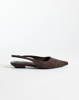 SIMMI Shoes Simmi London Teri slingback pointed flat shoes in embossed chocolate-Brown