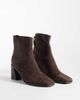 SIMMI Shoes Simmi London Thistle block heel ankle boots with zip detail in brown suedette - 2