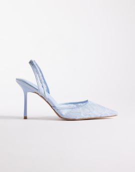 SIMMI Shoes Simmi London Ursula slingback heeled shoes in blue lace