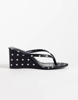 SIMMI Shoes Simmi London wedge toe thong sandals in black polka dot