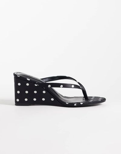 SIMMI Shoes Simmi London wedge toe thong sandals in black polka dot