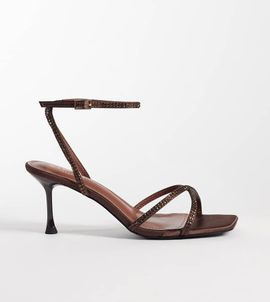 SIMMI Shoes Simmi London Wide Fit Eleonoora Strappy heeled sandal in brown satin