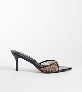 SIMMI Shoes Simmi London Wide Fit Jessyca heeled mules in leopard mesh-Brown