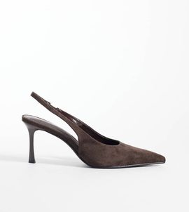 SIMMI Shoes Simmi London Wide Fit Laylin pointed toe slingback heeled pumps in brown suedette