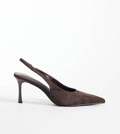 SIMMI Shoes Simmi London Wide Fit Laylin pointed toe slingback heeled pumps in brown suedette