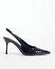 SIMMI Shoes Simmi London Wide Fit Lirien pointed toe slingback heeled pumps in black crinkle PU - 1