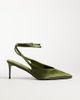 SIMMI Shoes Simmi London Wide Fit Sonika tie leg heeled pumps in olive satin-Green - 1