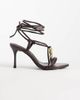 SIMMI Shoes Simmi London Zaria tie leg heeled sandals with gold detail in brown - 1
