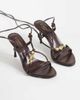 SIMMI Shoes Simmi London Zaria tie leg heeled sandals with gold detail in brown - 2