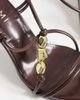 SIMMI Shoes Simmi London Zaria tie leg heeled sandals with gold detail in brown - 3