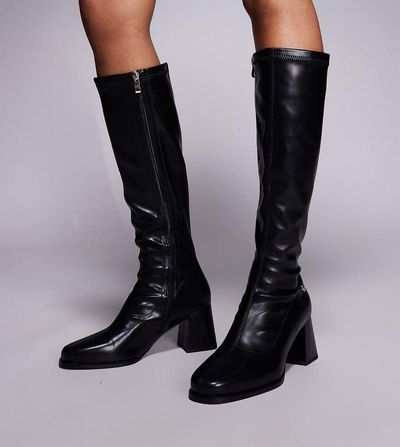Simmi Wide Fit Simmi London Cole Wide Fit block heeled knee boots in black