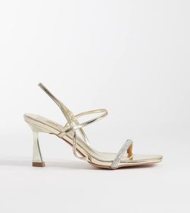 Simmi Wide Fit Simmi London Gillespie Wide Fit high heeled sandals in gold mirror