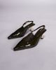 Simmi Wide Fit Simmi London June Wide Fit pointed slingback kitten heels in beige patent-Green - 3