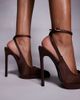 Simmi Wide Fit Simmi London Landen Wide Fit platform heeled pumps in brown satin - 4